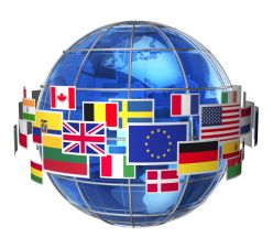 земной шар с флагами зарубежных стран