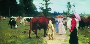 Картина И. Е. Репина «Барышни среди стада коров»
