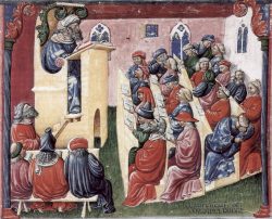 Генрих Германский обучает студентов Болоньи. Миниатюра работы Лоренцо де Вольтолина, Болонская школа, вторая половина XIV века.