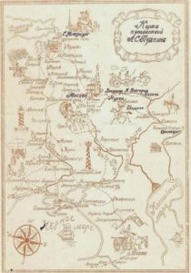 Карта путешествий Пушкина А. С.