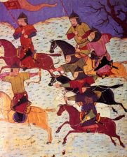 Монгольские всадники со знаменами или стреляющие из луков. 