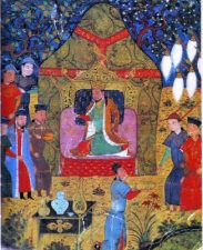 Миниатюра 15 века изображающая провозглашение Чингиз-хана правителем всех монголов.