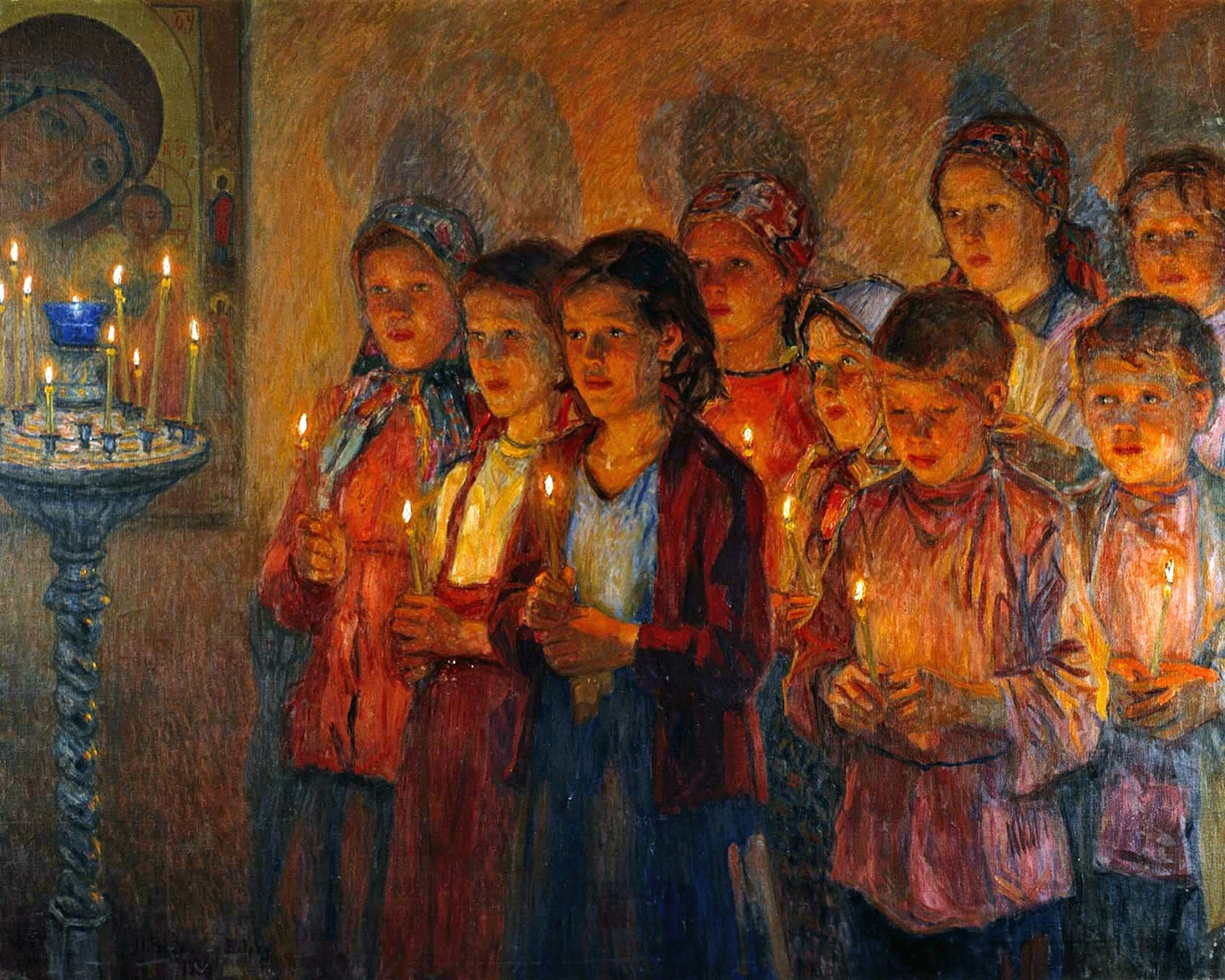 Воскресная традиция. Картина в церкви Богданов Бельский. Богданов Бельский в церкви.
